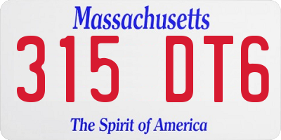 MA license plate 315DT6