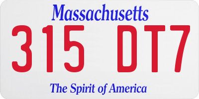 MA license plate 315DT7