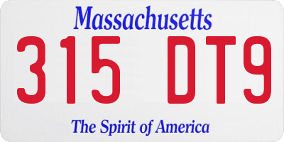 MA license plate 315DT9