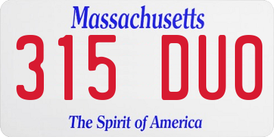 MA license plate 315DU0