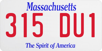 MA license plate 315DU1