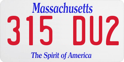 MA license plate 315DU2