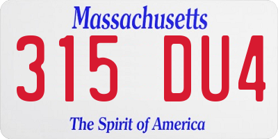 MA license plate 315DU4