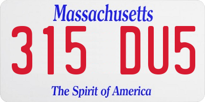 MA license plate 315DU5