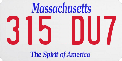 MA license plate 315DU7
