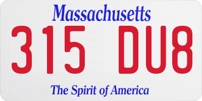 MA license plate 315DU8
