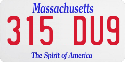 MA license plate 315DU9