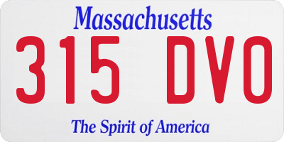 MA license plate 315DV0