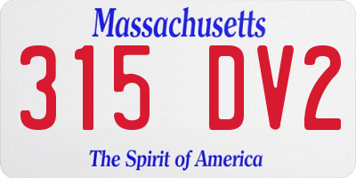 MA license plate 315DV2