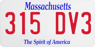 MA license plate 315DV3