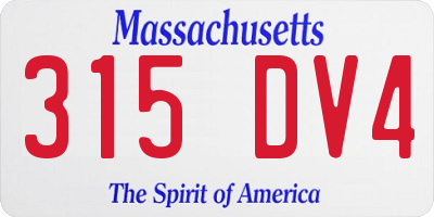 MA license plate 315DV4