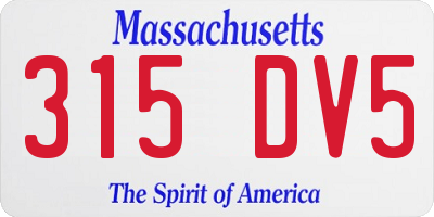 MA license plate 315DV5