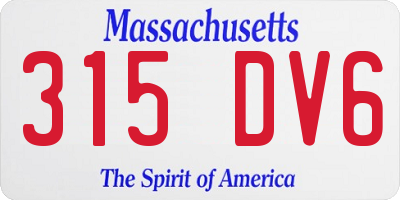 MA license plate 315DV6