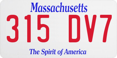 MA license plate 315DV7
