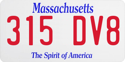 MA license plate 315DV8