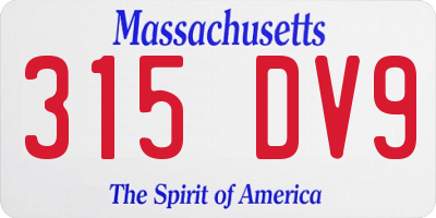 MA license plate 315DV9