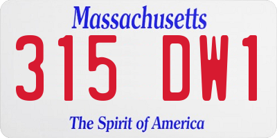 MA license plate 315DW1