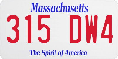 MA license plate 315DW4