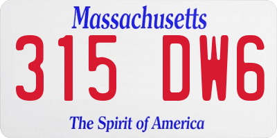 MA license plate 315DW6