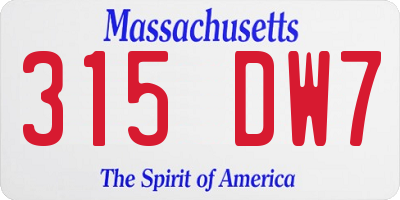 MA license plate 315DW7