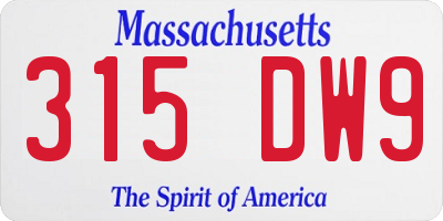 MA license plate 315DW9
