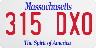 MA license plate 315DX0