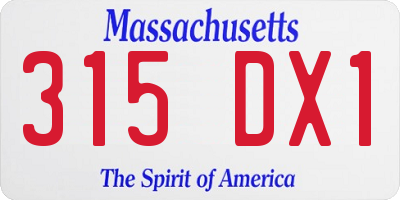 MA license plate 315DX1