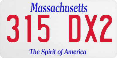MA license plate 315DX2
