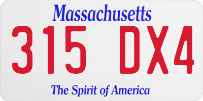 MA license plate 315DX4