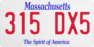 MA license plate 315DX5