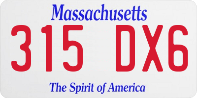 MA license plate 315DX6