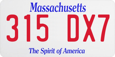 MA license plate 315DX7