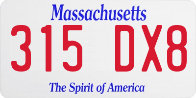 MA license plate 315DX8