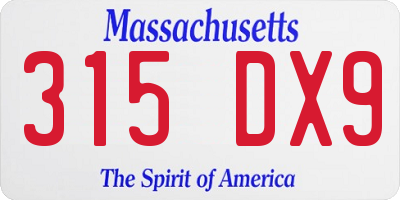 MA license plate 315DX9