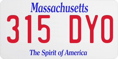 MA license plate 315DY0