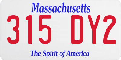 MA license plate 315DY2