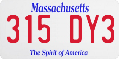 MA license plate 315DY3