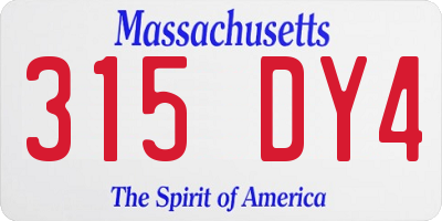 MA license plate 315DY4