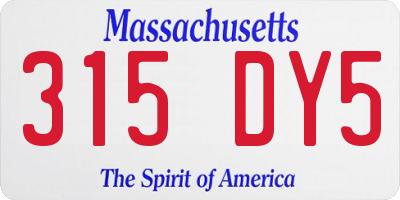 MA license plate 315DY5