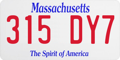 MA license plate 315DY7