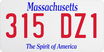MA license plate 315DZ1
