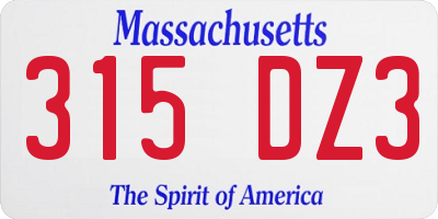 MA license plate 315DZ3
