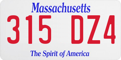 MA license plate 315DZ4