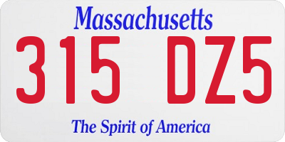MA license plate 315DZ5
