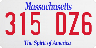 MA license plate 315DZ6