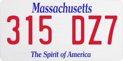MA license plate 315DZ7