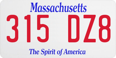 MA license plate 315DZ8