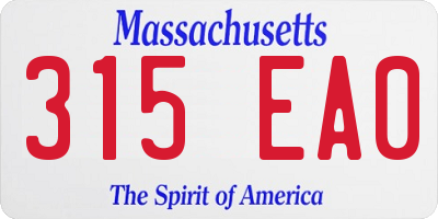 MA license plate 315EA0