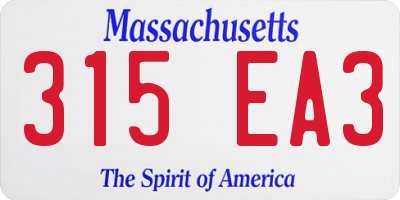 MA license plate 315EA3