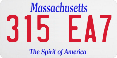 MA license plate 315EA7